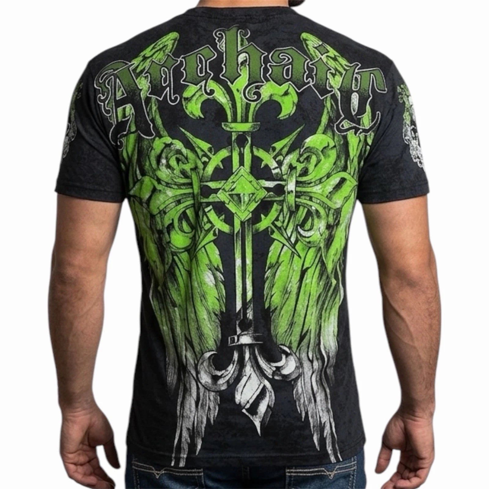 ARCHAIC by AFFLICTION Black WRETCH Wings Short Sleeve Slim Fit T-shirt