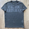 Calvin Klein Jeans Men's V-Neck T-Shirt Size L Black Graphic Short Sleeve