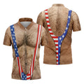 Hairy Body Funny Print Patriotic Golf Shirt, 250th Anniversary Polo Shirts HS771