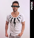 Pistol Boutique Herren T-Shirt Rundhalsausschnitt Weiß Jersey Kurzarm Slim Fit