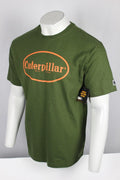 CAT Caterpillar Men's T Shirt Retro Logo Short Sleeve Chive Green 1010030
