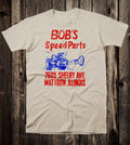 Retro Hot Rod Tee T Shirt Drag Racing Bobs Speed Parts Shop Mattoon Illinois
