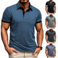 Breathable Slim Fit Men T-Shirt Short Sleeve Pullover Top with Lapel Style