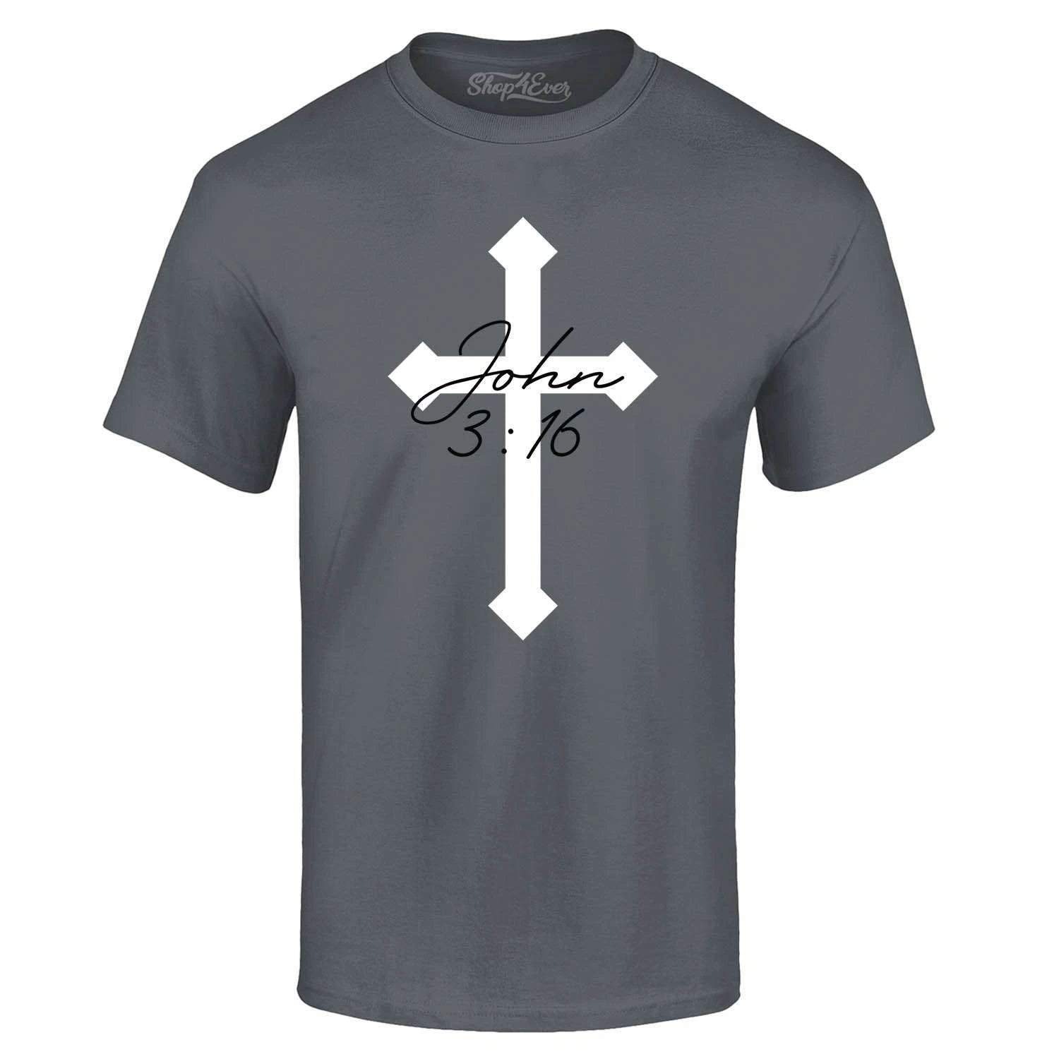 John 3:16 Bible Verse Script Cross T-shirt Religious Shirts