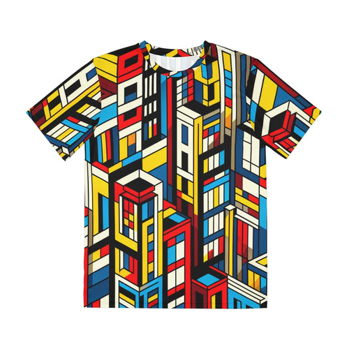 All Over Print T Shirt Geometric Pop Art Cityscape Bold Colors Intricate Retro