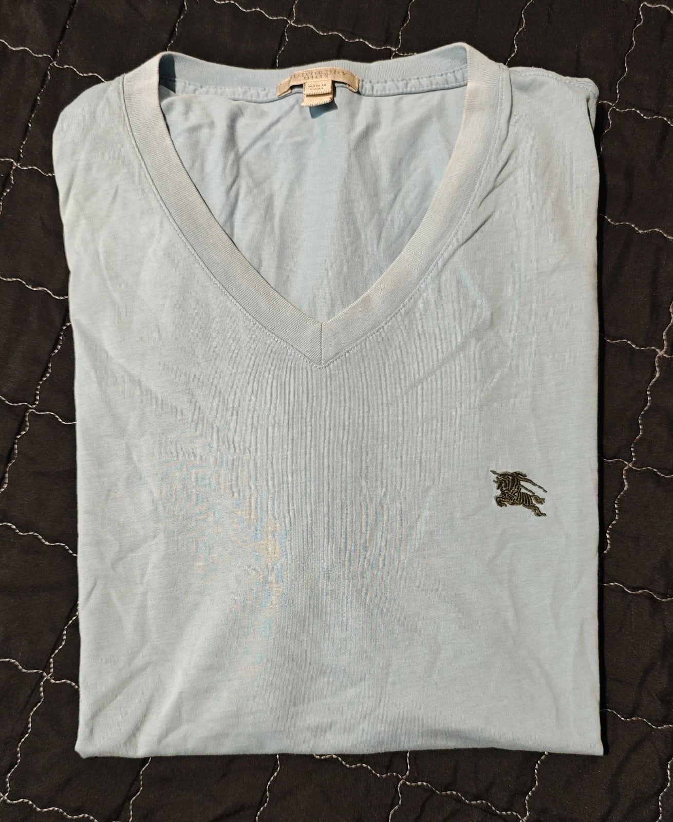 Burberry Brit Men's Short Sleeve V-Neck T-shirt Light Blue Size XXL
