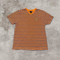 U.S. Polo Assn. Orange Navy Striped V-Neck T-Shirt Green Logo Men's Size L