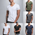 Men's V Neck Polyester Tee Top Short Sleeve for Slim Fit Summer Activewear