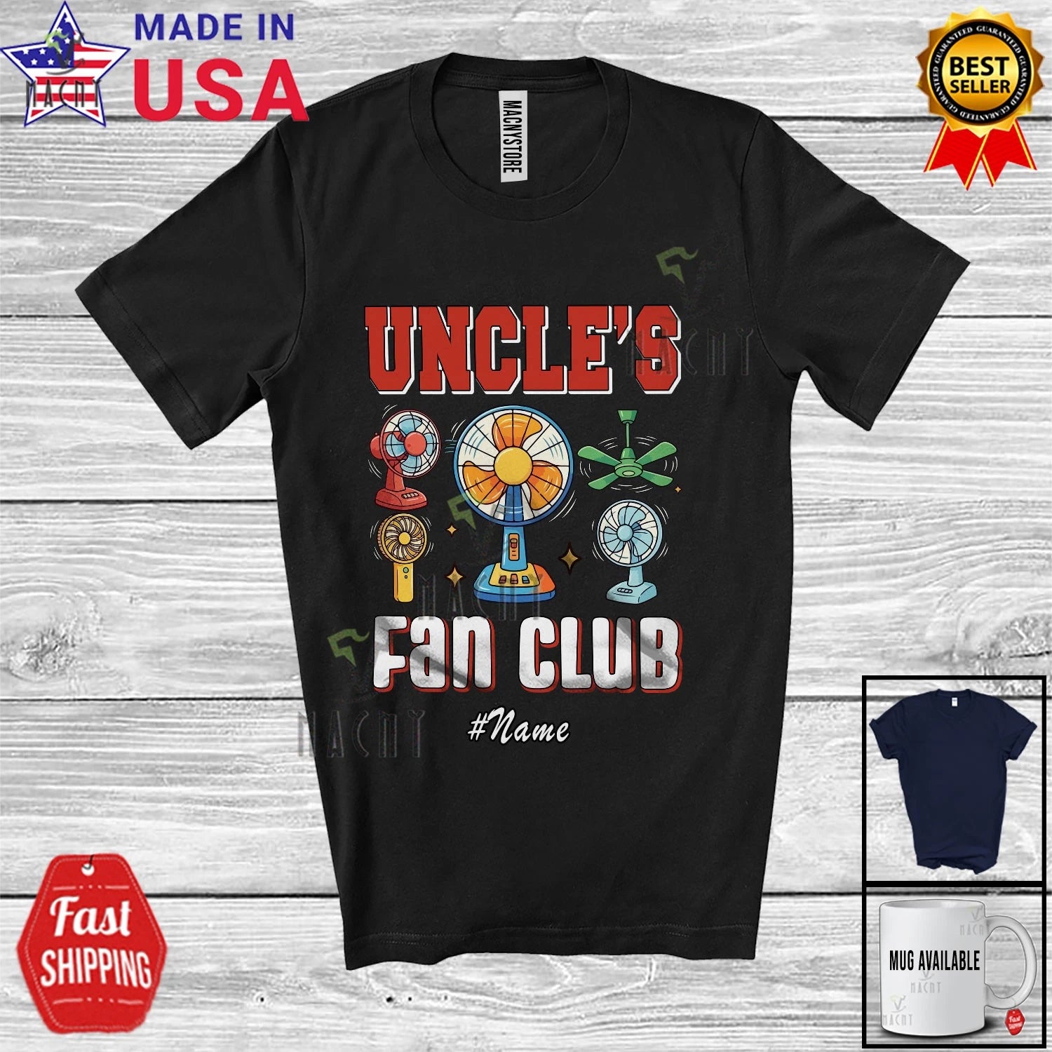 Custom Name Uncle's Fan; Father's Day Electrician Dad Jokes Family Group T-Shirt