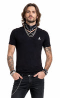 PHILIPP PLEIN SKULL STRETCH V-NECK SLIM T-SHIRT SKULL LOGO UNDERWEAR SHIRT L