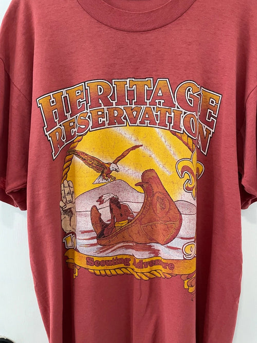 1998 Boy Scouts Native American vintage tshirt 90s nature eagle canoe Large