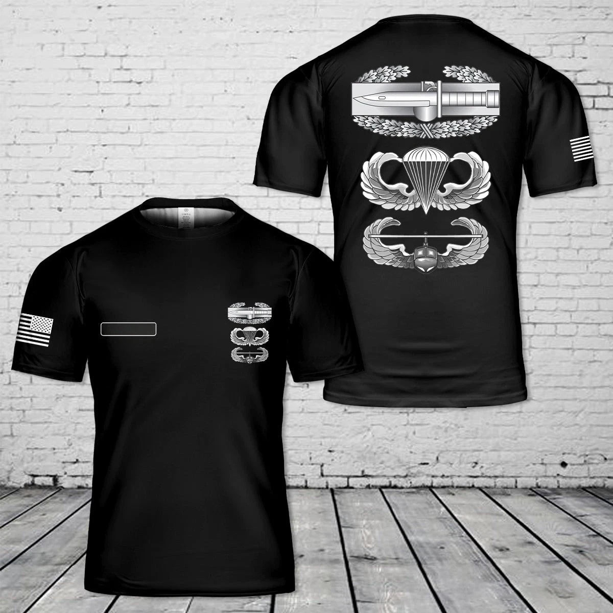 Custom Name US Army Air Assault School Air Assault Badge Combat 3D T-Shirt HS285