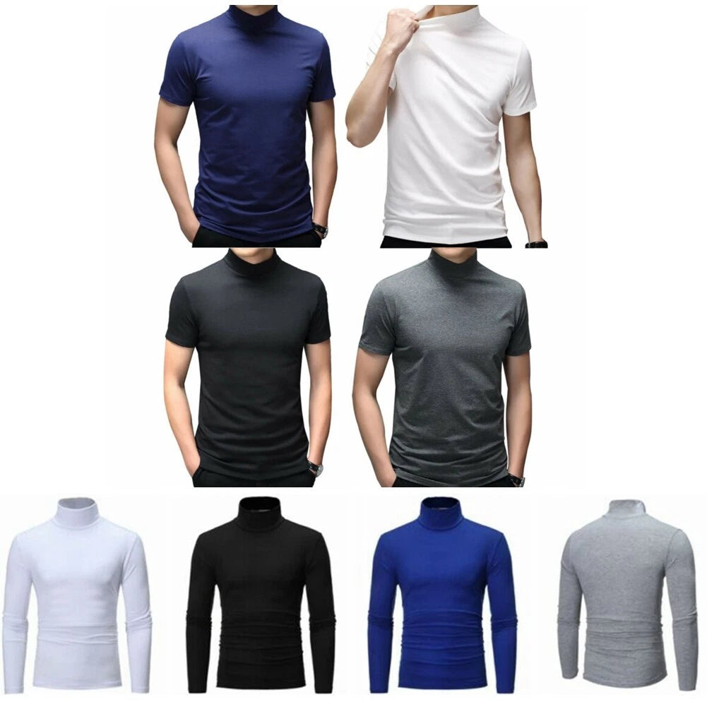 Men Turtleneck Pullover Jumper Tops Long Sleeve Warm Casual Slim Fit Undershirts