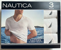 Nautica Cotton V-Neck T-Shirts • 3 Pack White • Men's M (38-40)