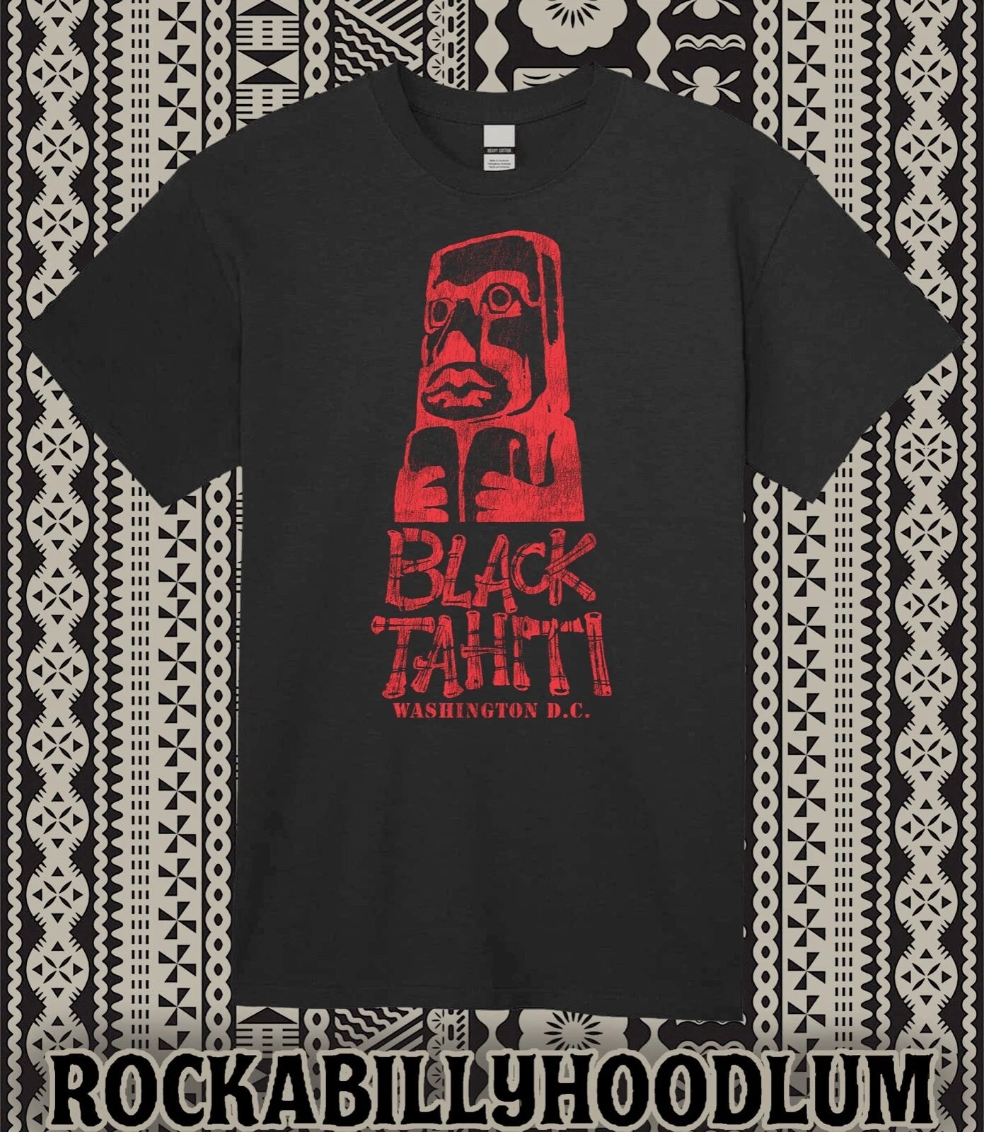 Retro Tiki T Shirt Bar Mug Restaurant Vtg Art Black Tahiti Washington DC
