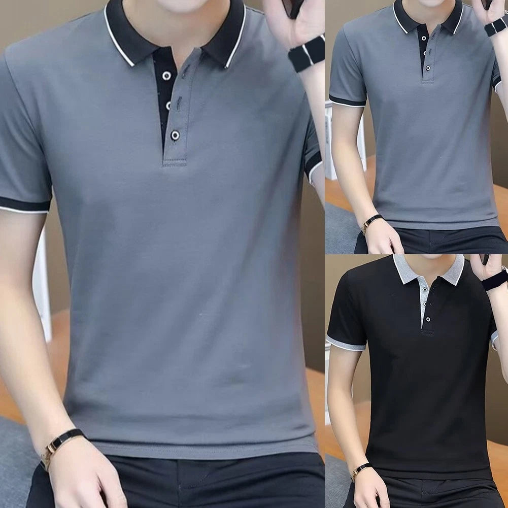 Men's Polyester Spandex Blend Slim Fit Short Sleeve T-Shirt Ribbed Style
