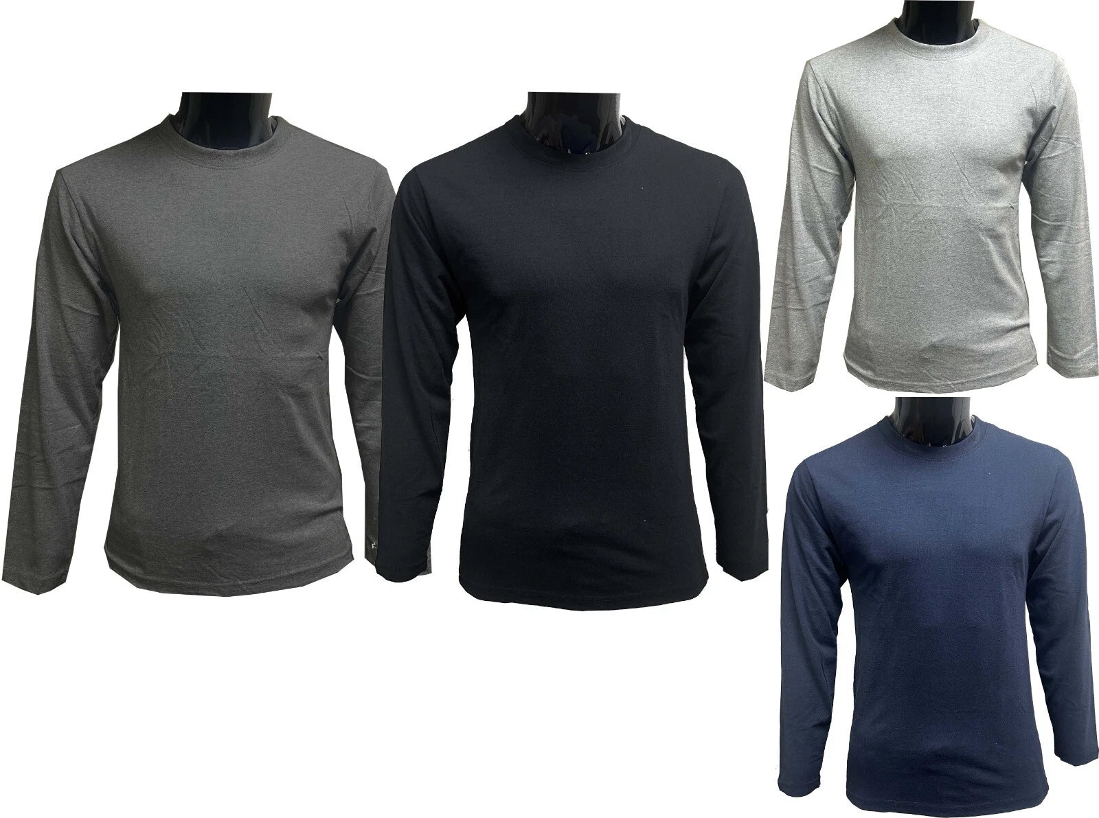 Mens t shirt 1, 2 & 4 pack Multi Pack Plain Basic Casual Long Sleeve T-Shirt Top