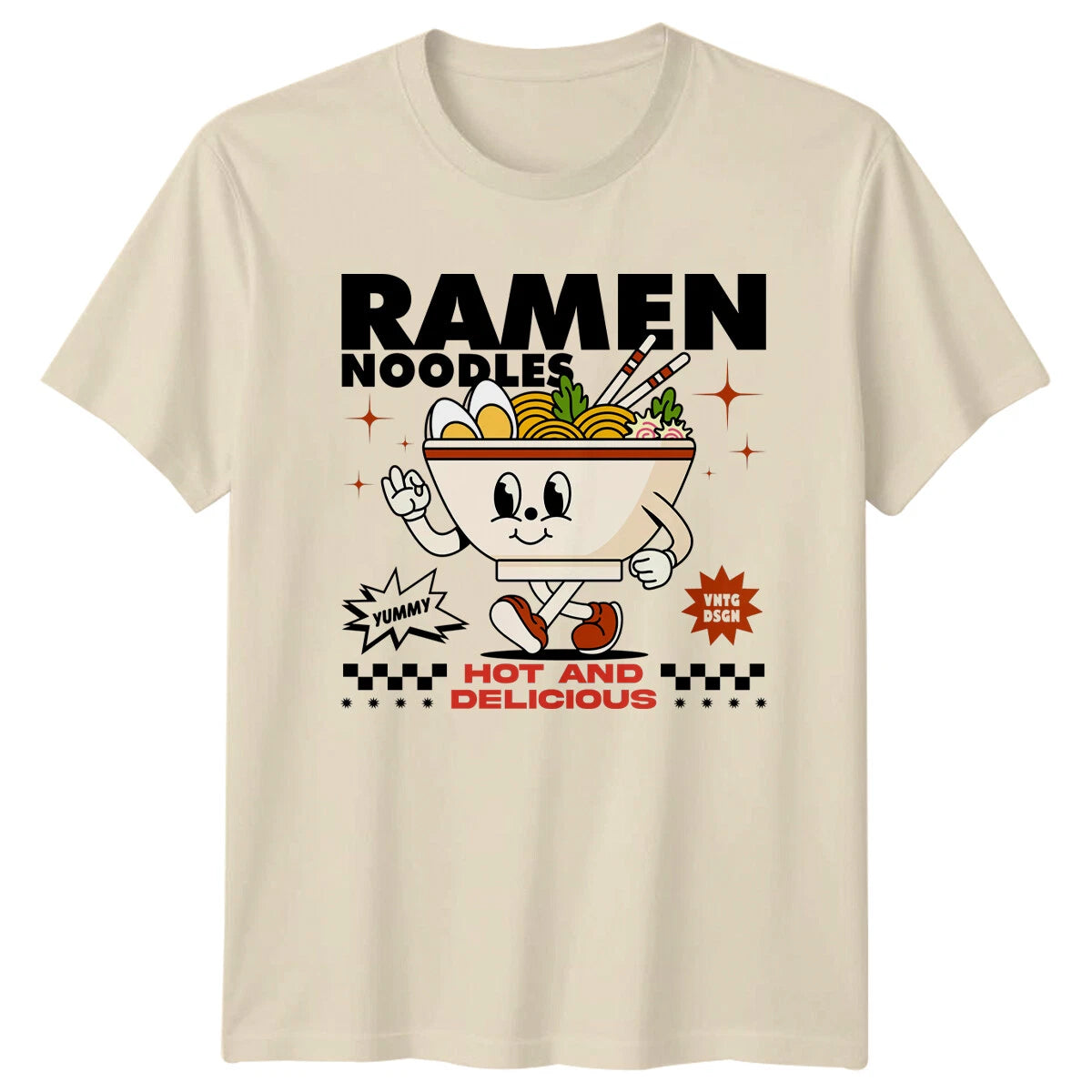 Ramen Noodles Hot And Delicious Foodie Cartoon T-Shirt