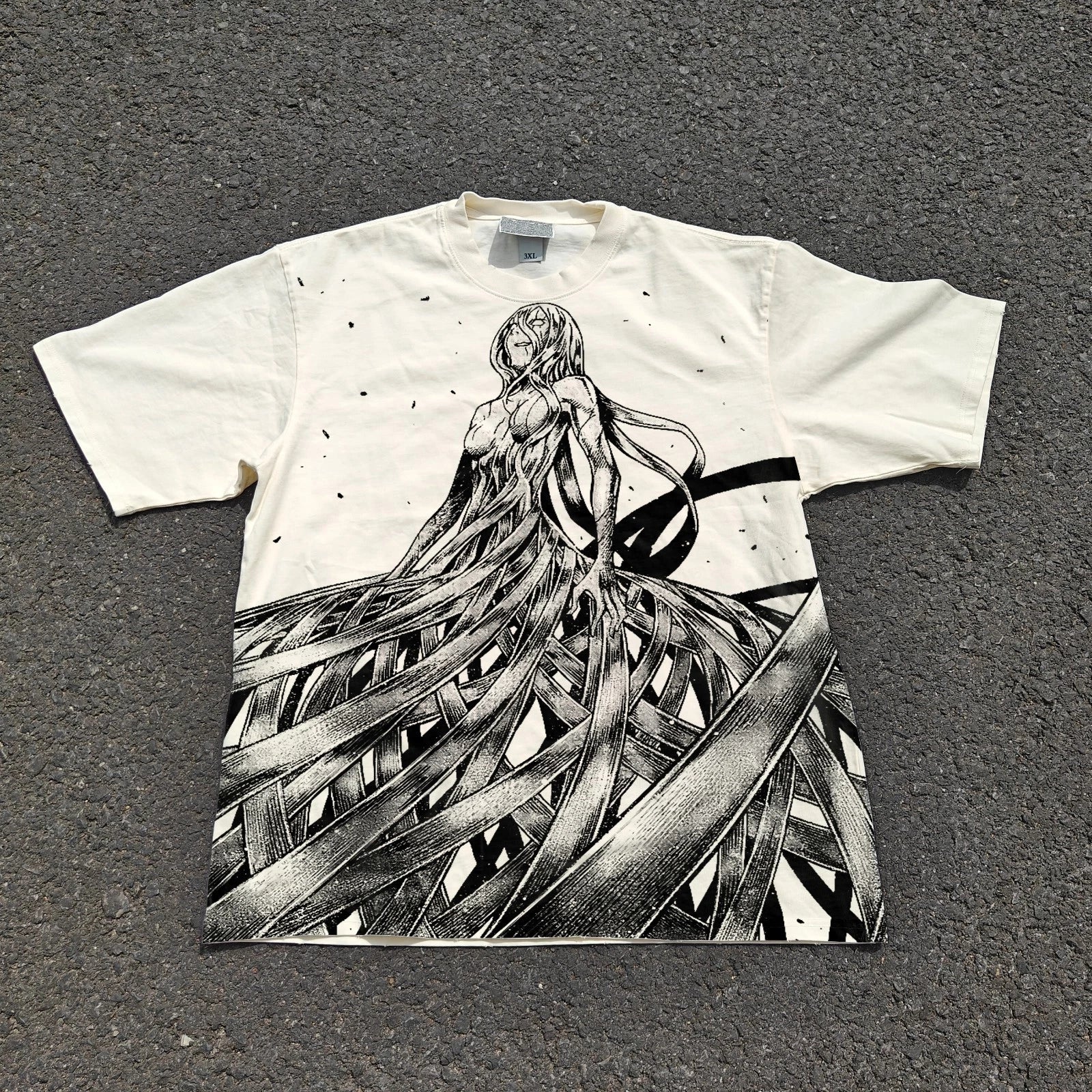 Claymore Awakened Yoma Manga Sketch Boxy Vintage Wash 330GSM Cotton T-Shirt