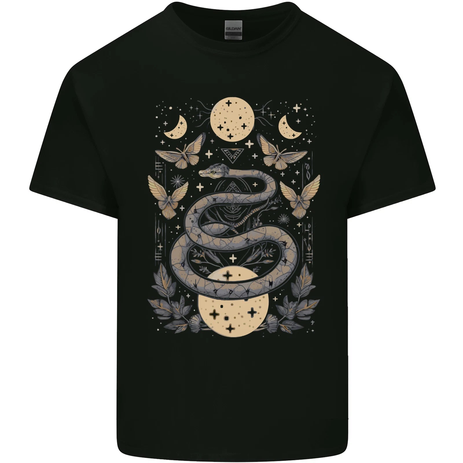 Celestial Snakes & Butterfies Pagan Earth Moon Mens Light Cotton T-Shirt