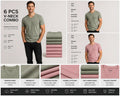 True Classic V-Neck 6 Pack Men Size 2XL Pink & Sage Special Bundle Deal
