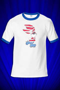 Stars & Stripes Bunny 1978 RINGER T-SHIRT FM Productions 4th of July