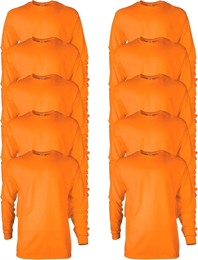 New Gildan Adult Ultra Cotton Long Sleeve T-Shirt, Style G2400 - Pack of 10