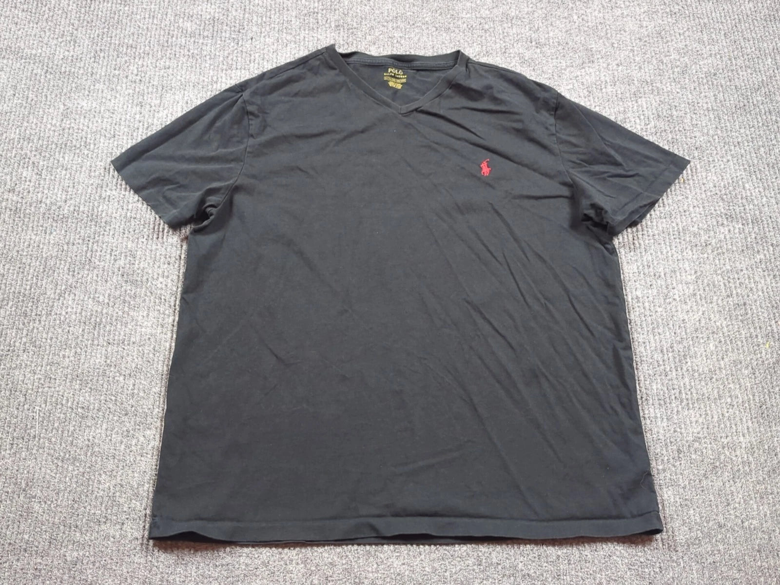Polo Ralph Lauren Shirt Mens XL Black Short Sleeve Pony Cotton T-shirt V-neck