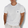 Ralph Lauren T-Shirt Mens L White Short Sleeve Chest Pocket Blue Pony Minimalist