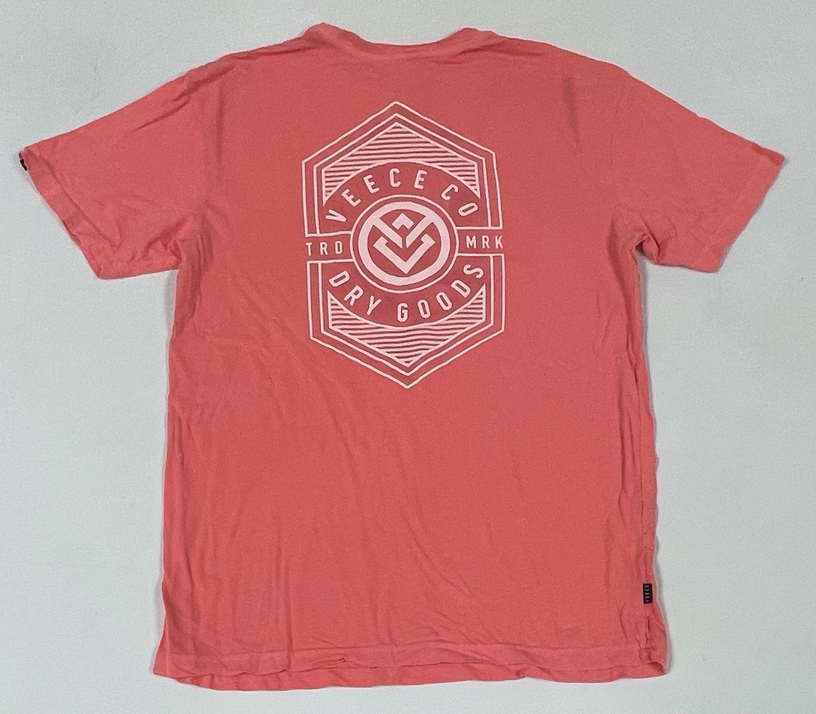 Veece Coral Graphic Tee Pigment Dye Vintage Wash Men's Short Sleeve Size Large