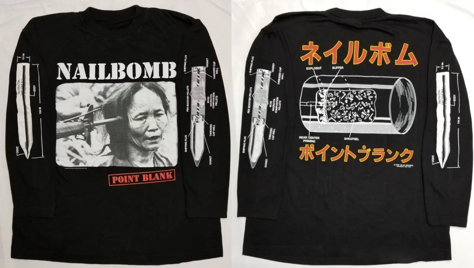 Rare Nailbomb Band Ablum point blank long sleeve All Size S to 5XL 2F2063