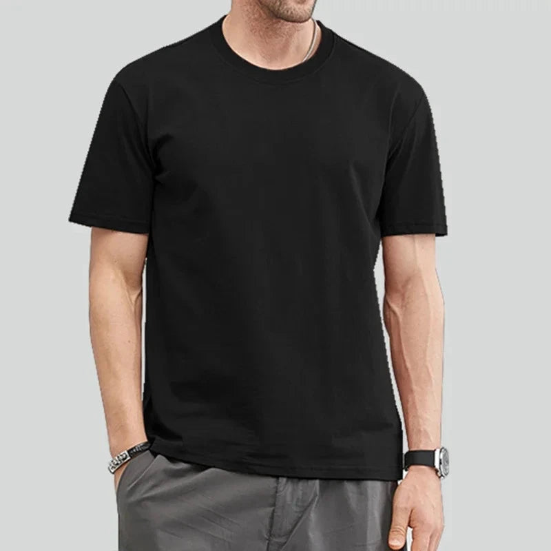 Oversize Cotton T-Shirt Men’s Short Sleeve Crew Neck Basic Casual Sportswear Tee
