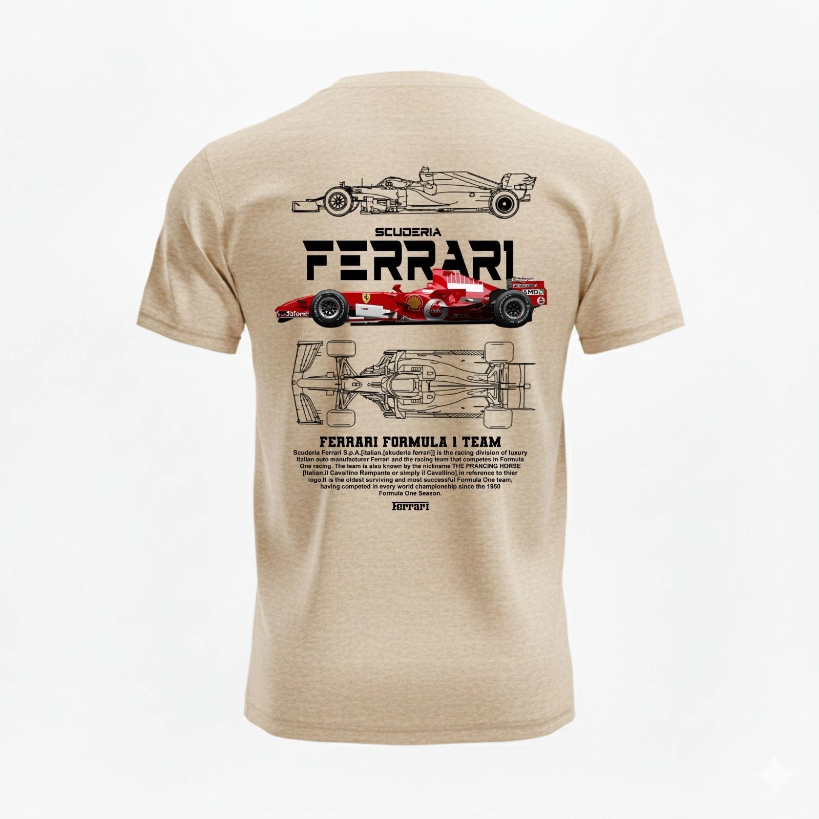 Ferrari Formula 1 Car T-Shirt, Vintage Style Car Drivers Shirt, Retro Racers Tee