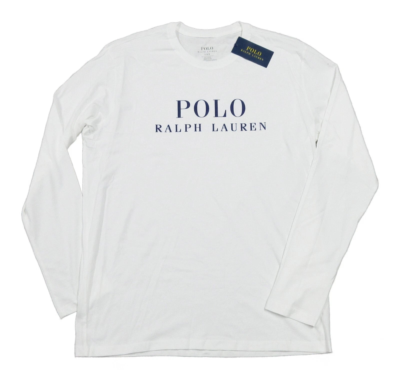 Polo Ralph Lauren Men's White Logo Graphic Crew-Neck Long Sleeve Sleep T-Shirt