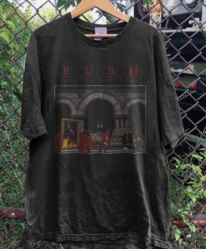 Rush Moving Pictures T-Shirt Vintage Rock Band Album Graphic Unisex Tee