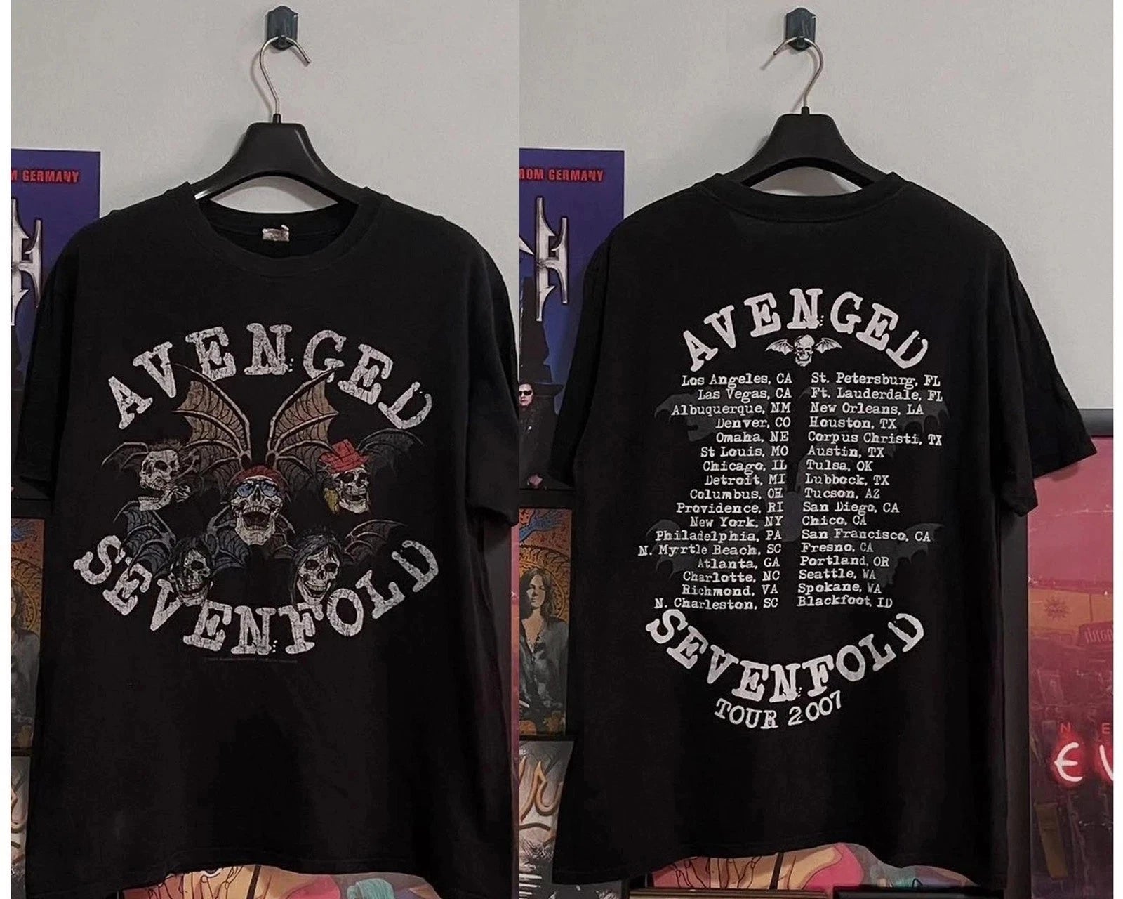 VTG 2007 Avenged 1Sevenfold A7X US Tour Shirt S-5XL Reprint
