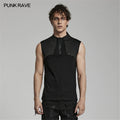Punk Rave Men Black Gothic Cyberpunk Vest Summer Sleeveless Top Slim Fit Tank