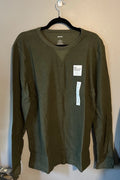 Sonoma Men’s Large Dark Green Crewneck Shirt Long Sleeve Double Knit Soft