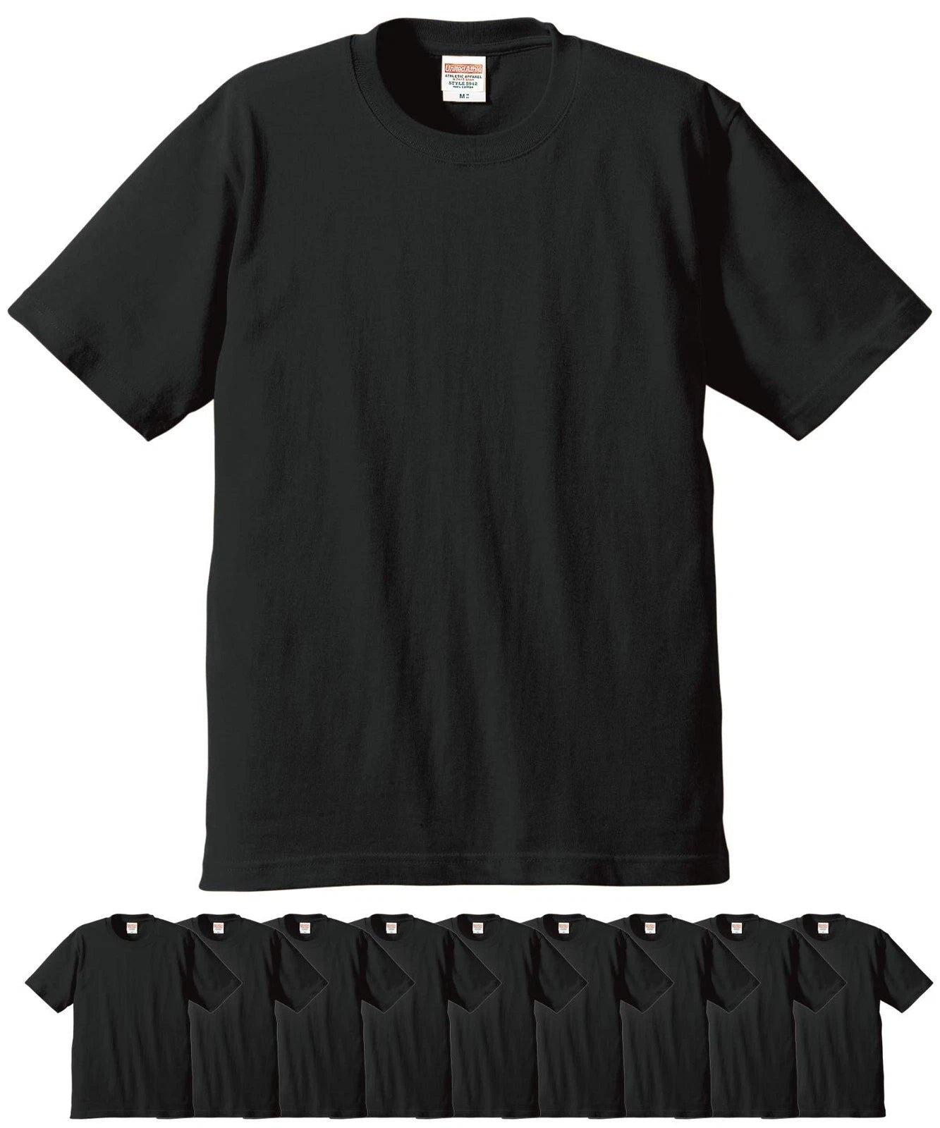 United Athle 5942-01 6.2oz Premium T-Shirts Set of 10 Men's (Black, M)