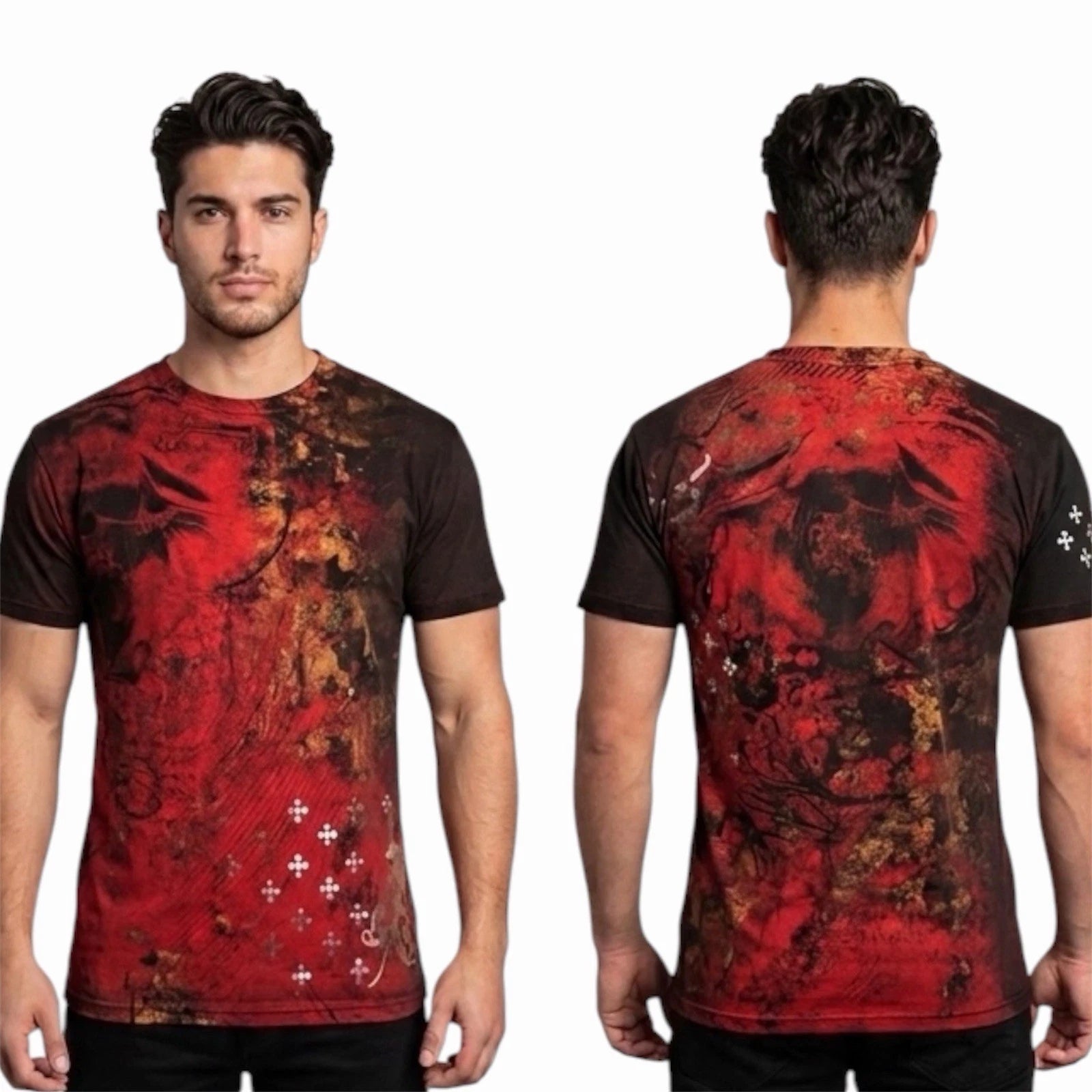 ARCHAIC by AFFLICTION Black BRASS Short Sleeve Slim Fit Y2K MMA Elite T-shirt