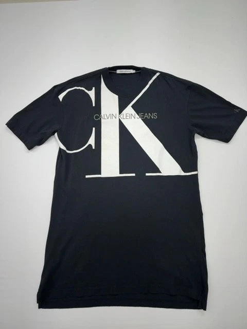 Calvin Klein Jeans Mens Black Logo V-Neck T-Shirt Size S Regular Fit