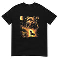 Pitbull Howling to The Moon Vintage Forest 90s Style T-Shirt
