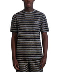 KARL LAGERFELD Textured Striped Black T-Shirt Cotton Lightweight Regular Fit L