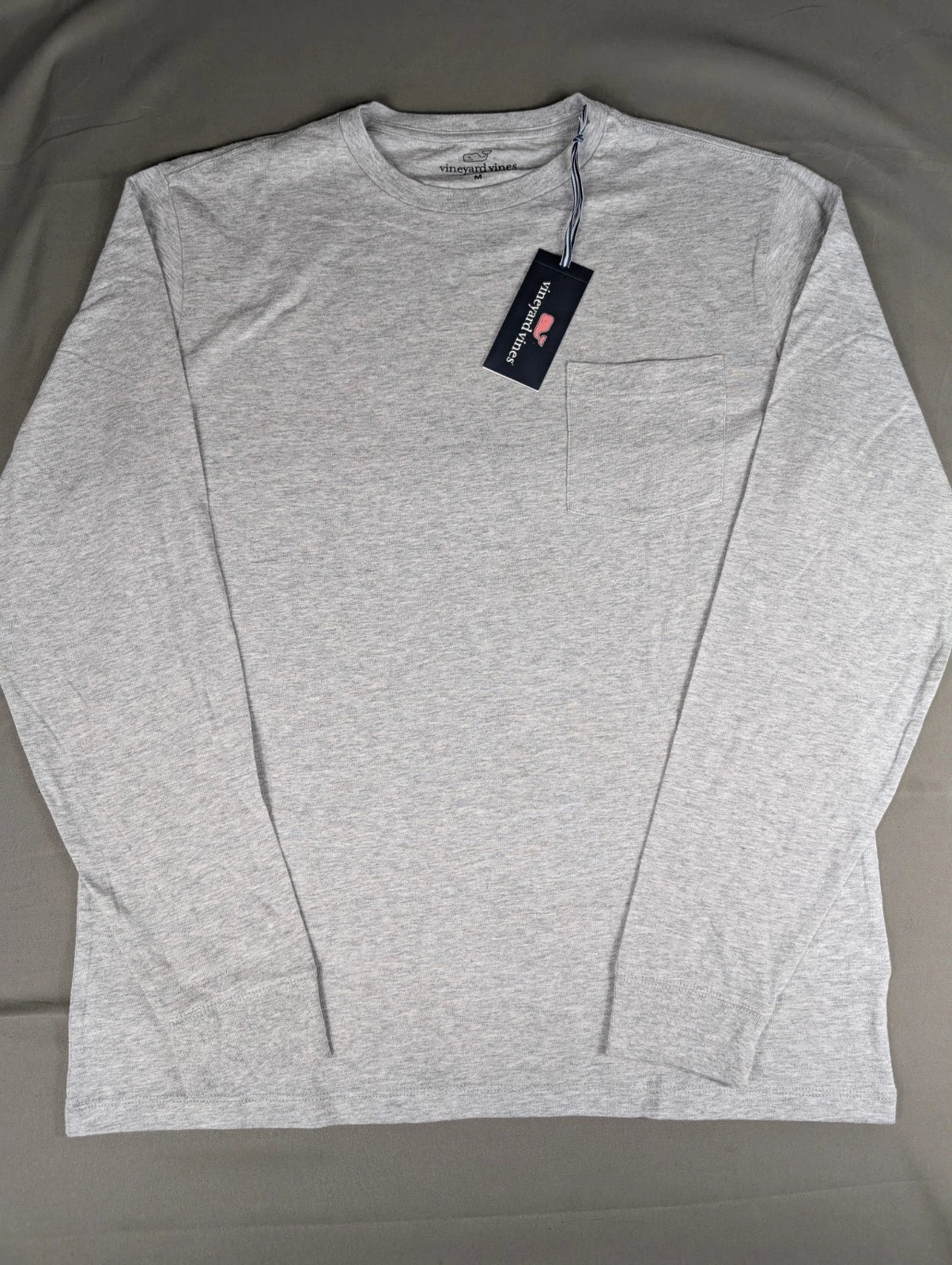 Vineyard Vines Shirt Mens Medium Grey Long Sleeve Pocket Cotton NWT $48 MSRP