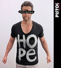 Pistol Boutique Men's Fitted Black Deep V neck HOPE PAINT GRAFFITI T-shirt
