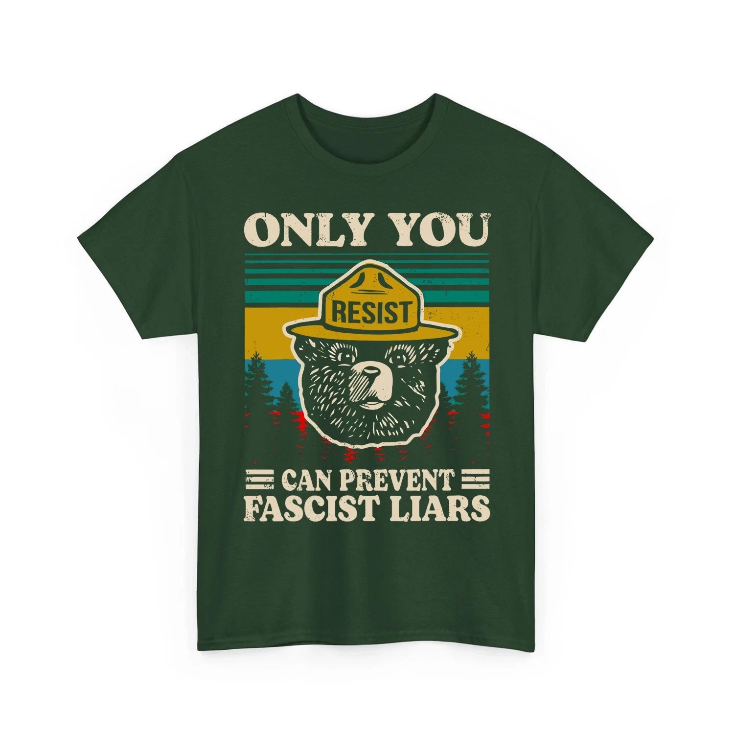 Only You Can Prevent Fascism Vintage Smokey The Resist Bear Unisex T-Shirt