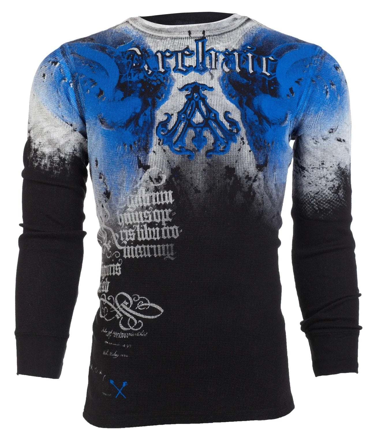 ARCHAIC by AFFLICTION Men's Long Sleeve THERMAL Shirt NIGHTWATCHER Biker Black