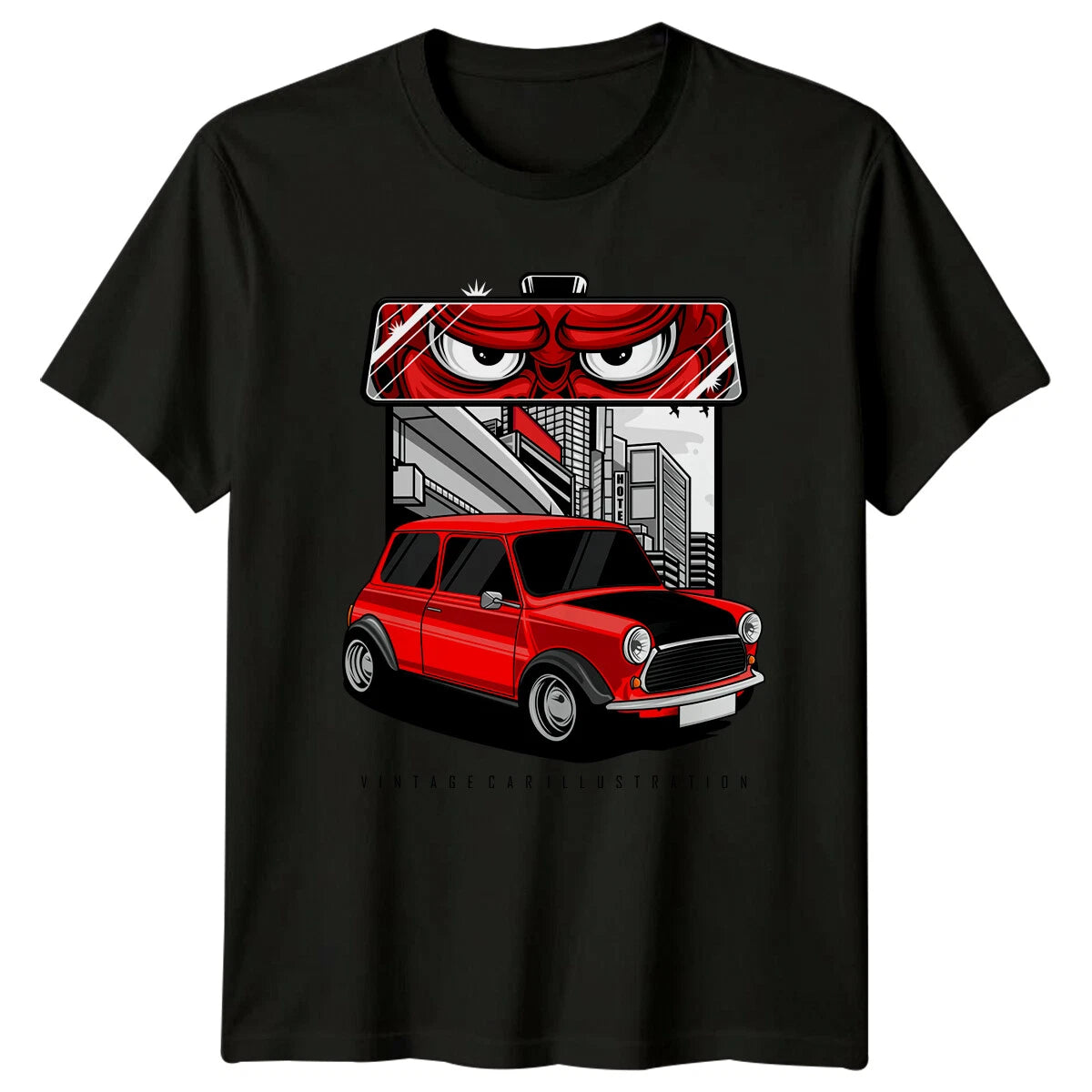 Red Mini Cooper Classic Cars Automotive Mens T-Shirt Womens Tee Graphic Top