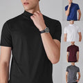 Mens Slim Fit Tee Short Sleeve Top 95%Polyester 5%Spandex Half High Neck