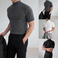 Business Casual Wear Men Slim Fit Tee 80% Polyester 20% Spandex Business Casual